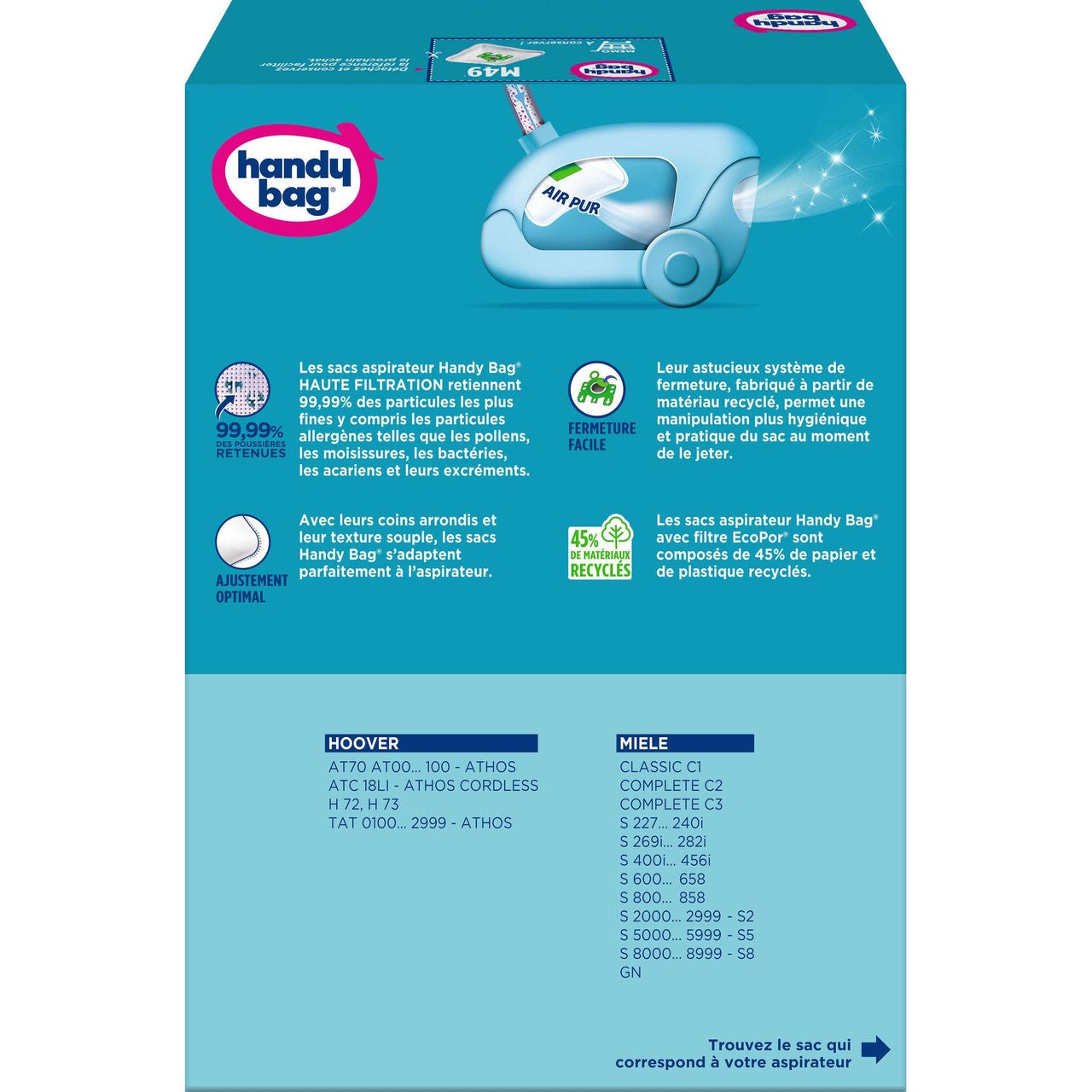 Handybag dos boite aspirateur infos compatibilites m49