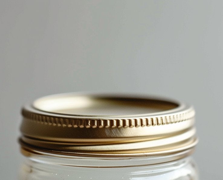 Gros plan sur un couvercle métallique doré de bocal