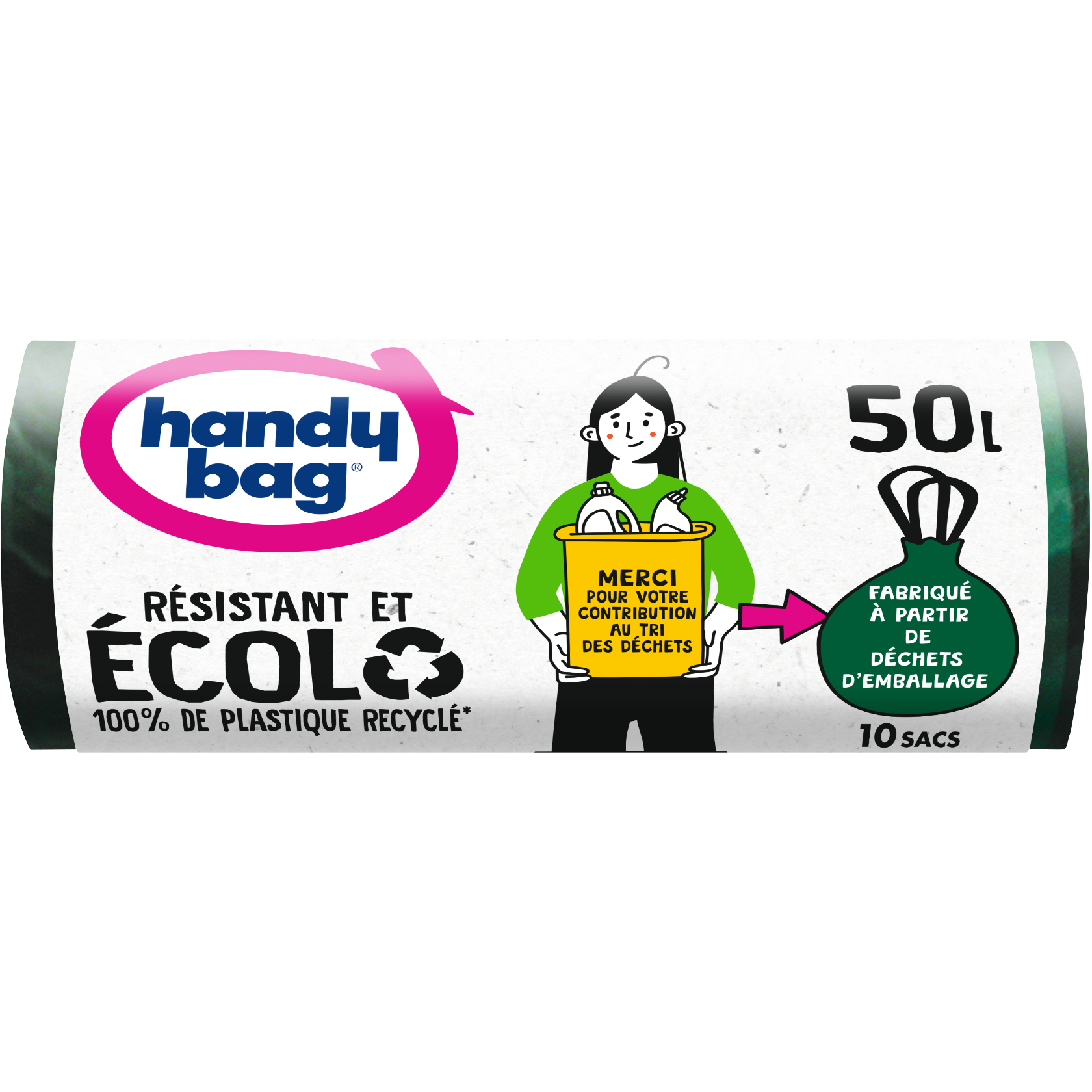 Sacs poubelle Handy Bag Écolo 50 litres 10 sacs