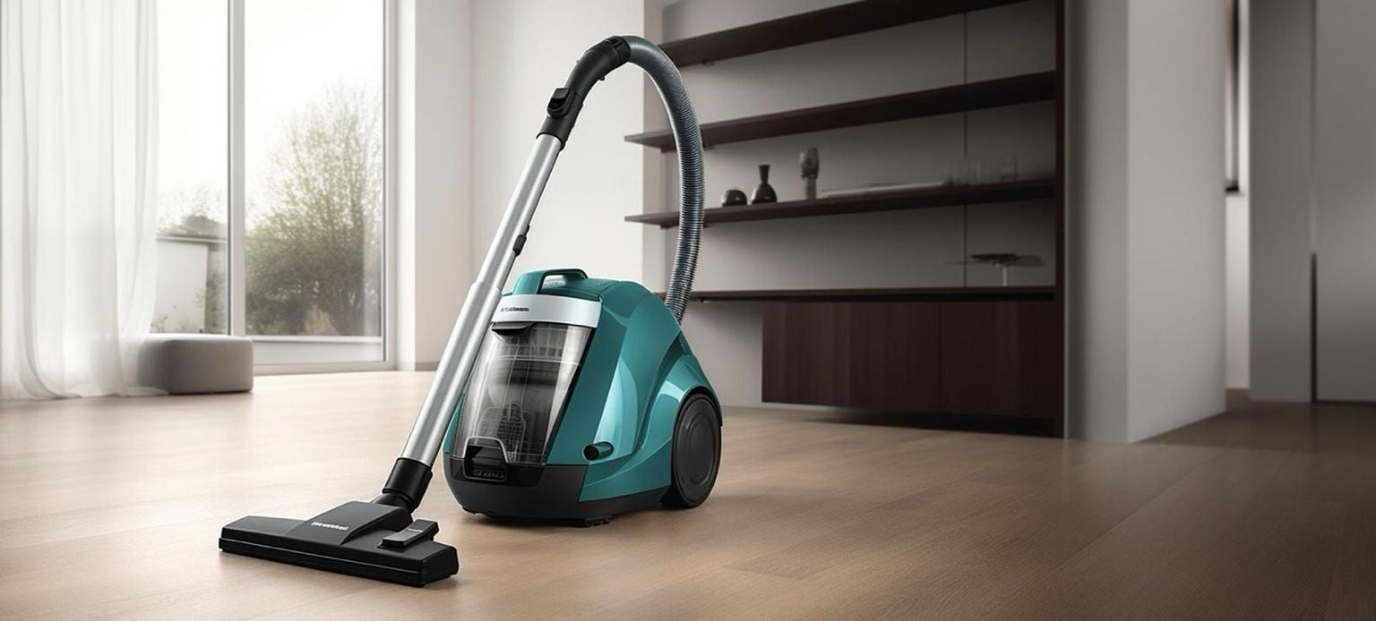 Aspirateur traineau moderne sur un sol en bois