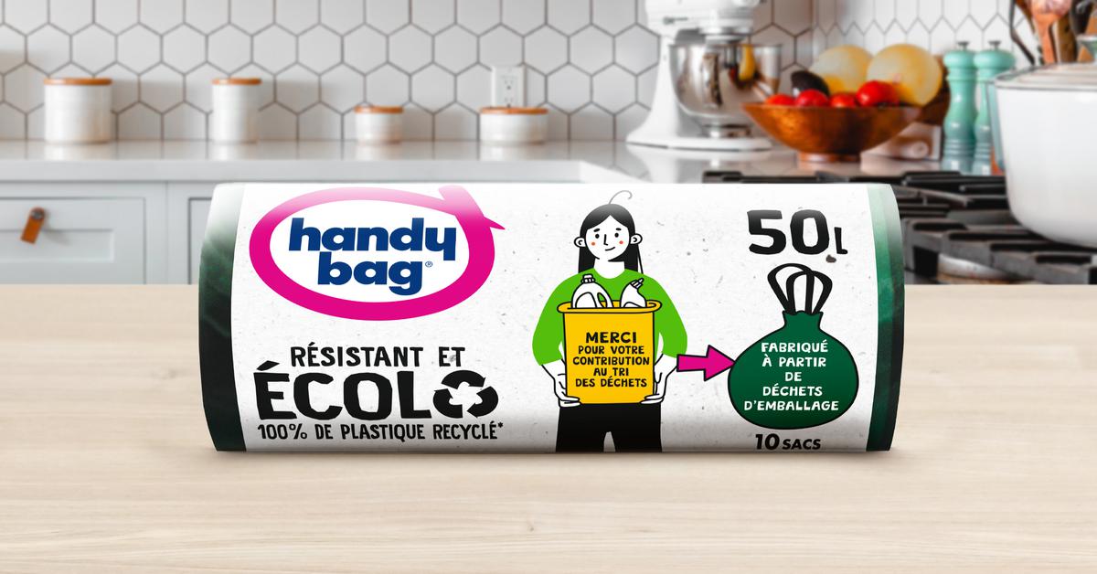 Handy Bag Sacs poubelle 30L liens ultra-résistants, 20 sacs de 30L