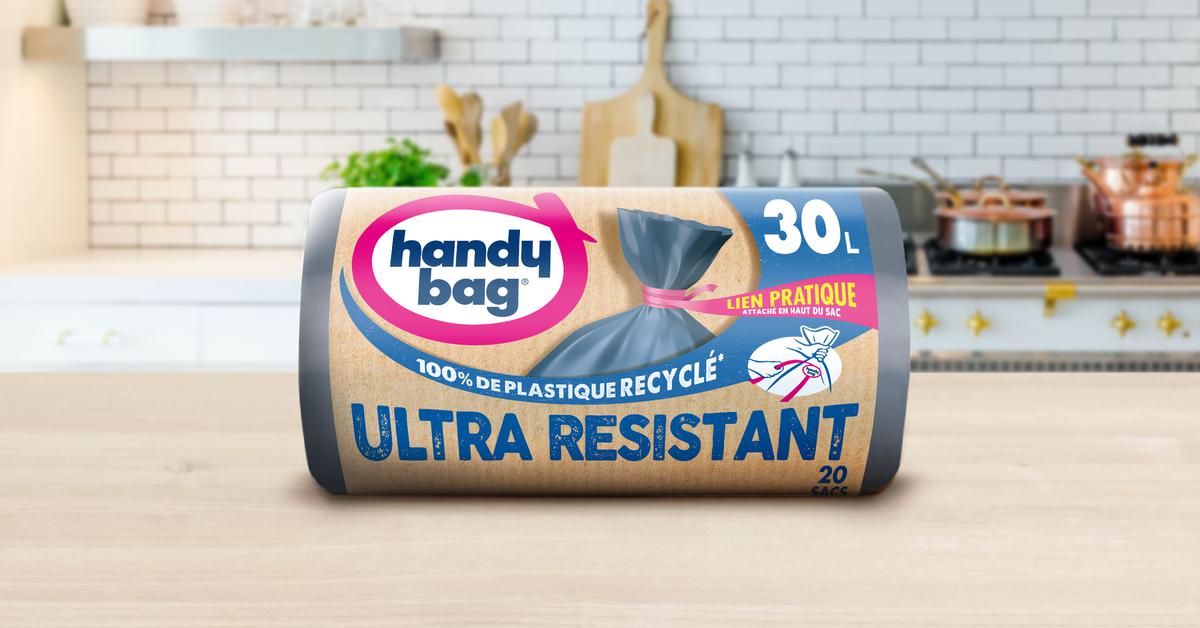 Handy Bag Sac à poignées coulissantes Poubelle Haute Ultra Résistant 50L