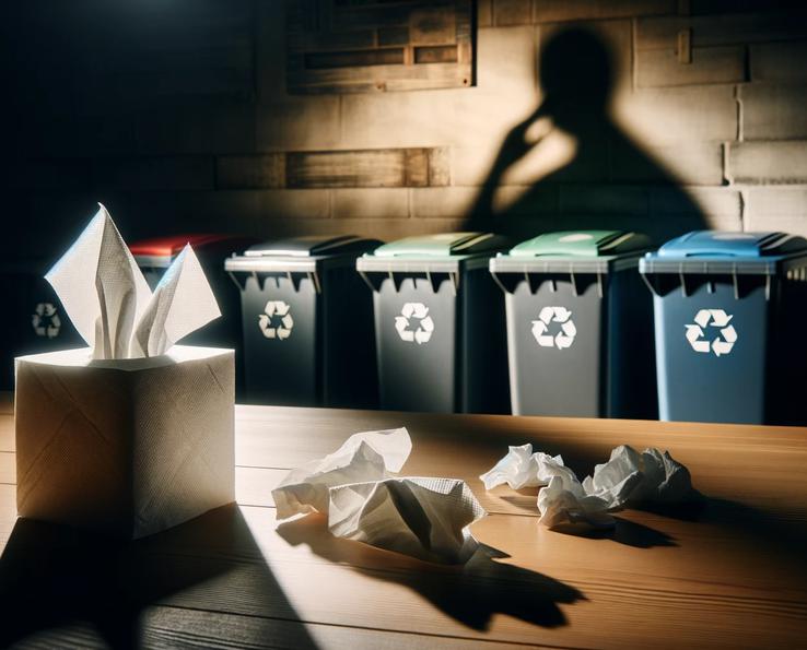 Dans quelle poubelle jeter les mouchoirs en papier ?